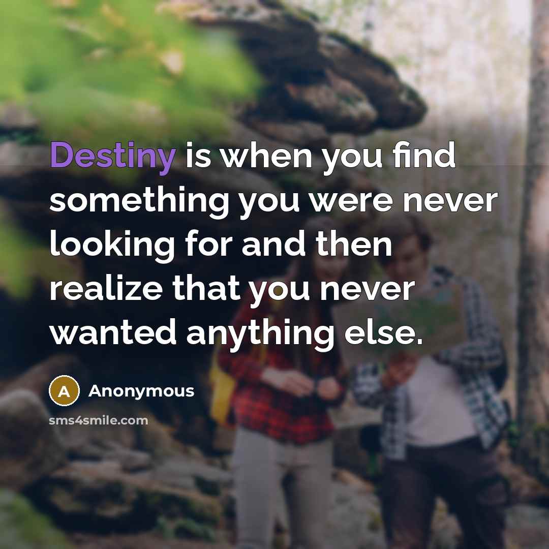 “Destiny is when you find something you were never looking for and then realize that you never wanted anything else.” quote by Anonymous