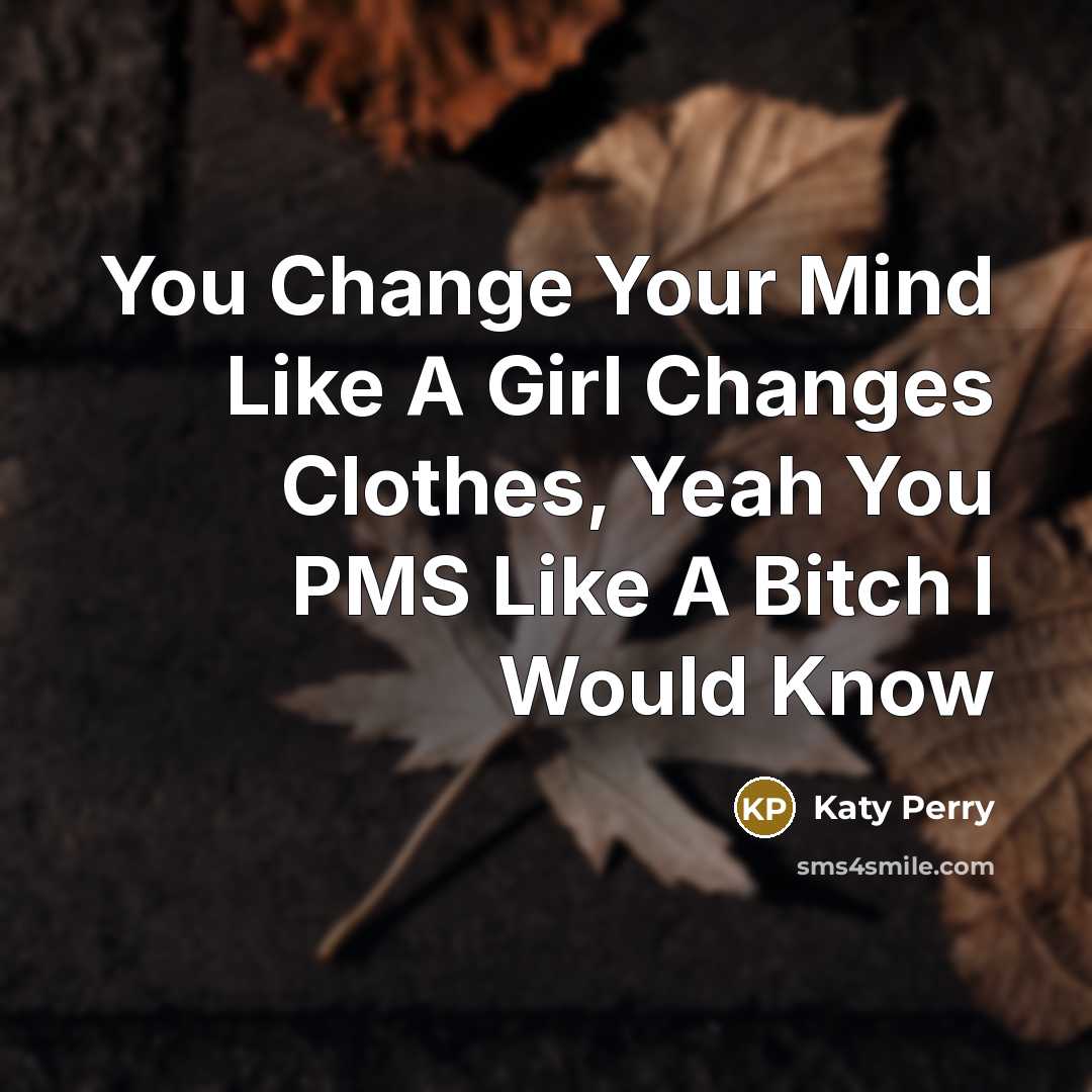 “You Change Your Mind Like A Girl Changes Clothes, Yeah You PMS Like A Bitch I Would Know” quote by Katy Perry