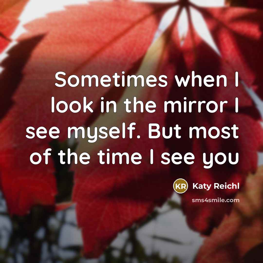 “Sometimes when I look in the mirror I see myself. But most of the time I see you” quote by Katy Reichl