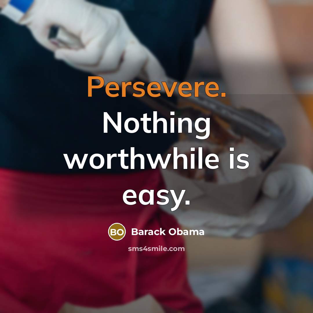 “Persevere. Nothing worthwhile is easy.” quote by Barack Obama