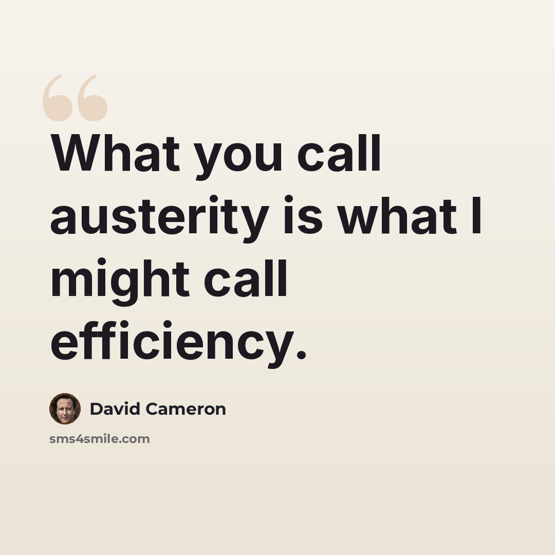 “What you call austerity is what I might call efficiency.” quote by David Cameron