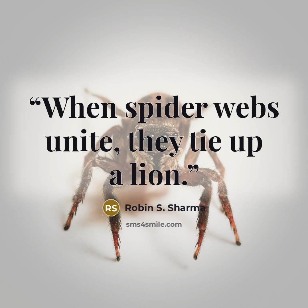 “When spider webs unite, they tie up a lion.” quote by Robin S. Sharma