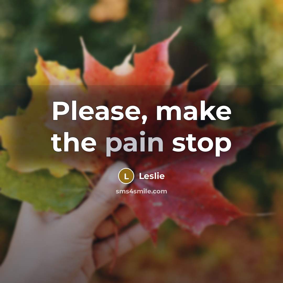 “Please, make the pain stop” quote by Leslie