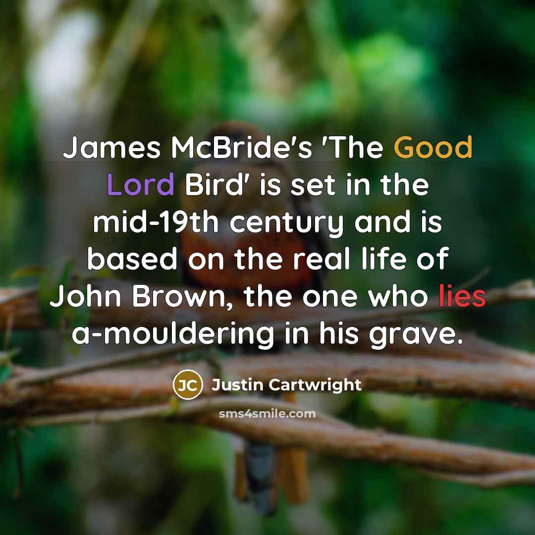 “James McBride's 'The Good Lord Bird' is set in the mid-19th century and is based on the real life of John Brown, the one who lies a-mouldering in his grave.” quote by Justin Cartwright