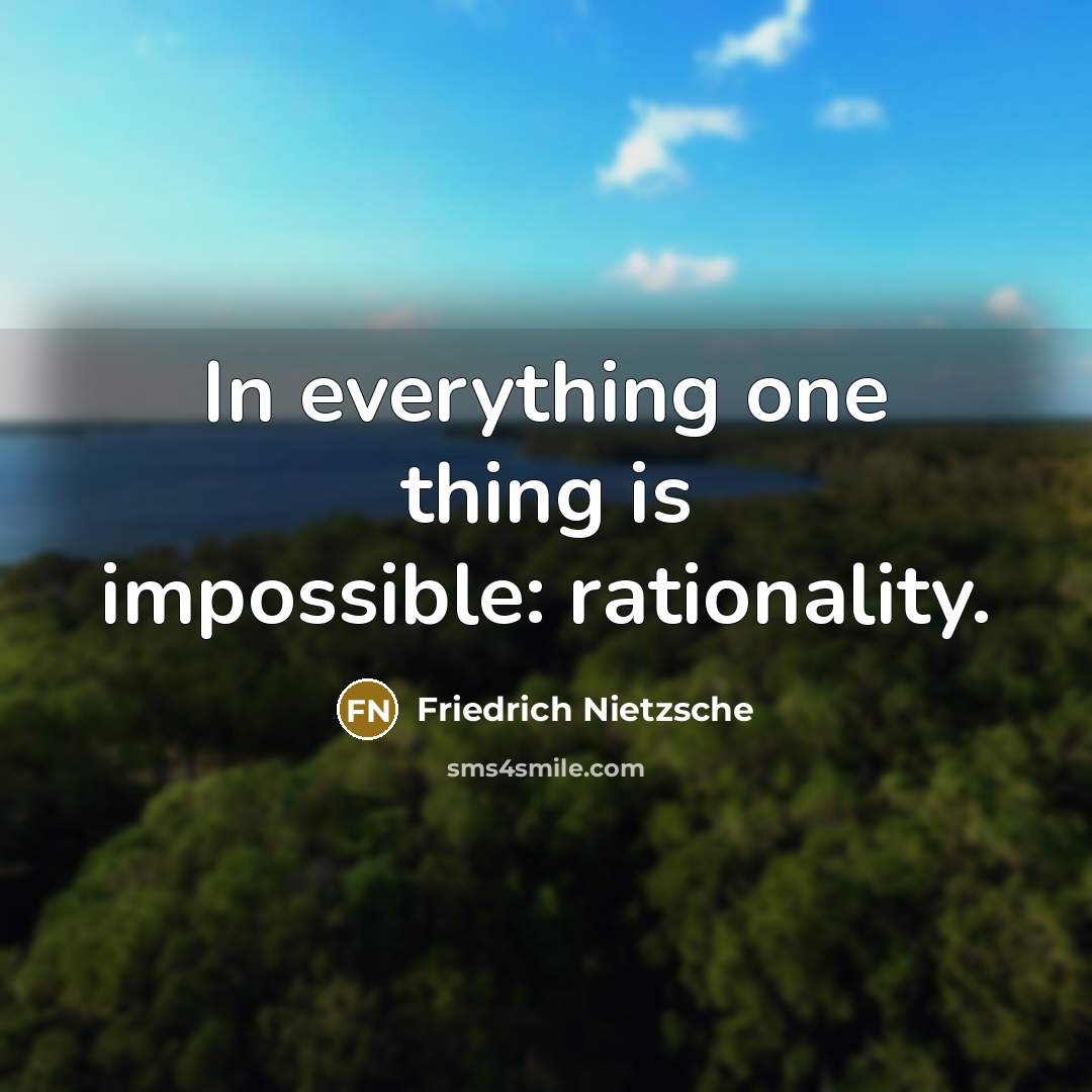 “In everything one thing is impossible: rationality.” quote by Friedrich Nietzsche