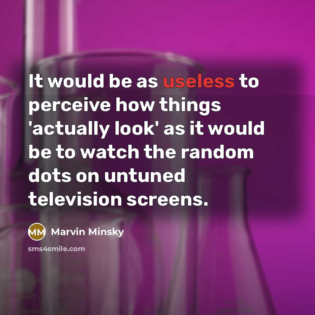“It would be as useless to perceive how things 'actually look' as it would be to watch the random dots on untuned television screens.” quote by Marvin Minsky