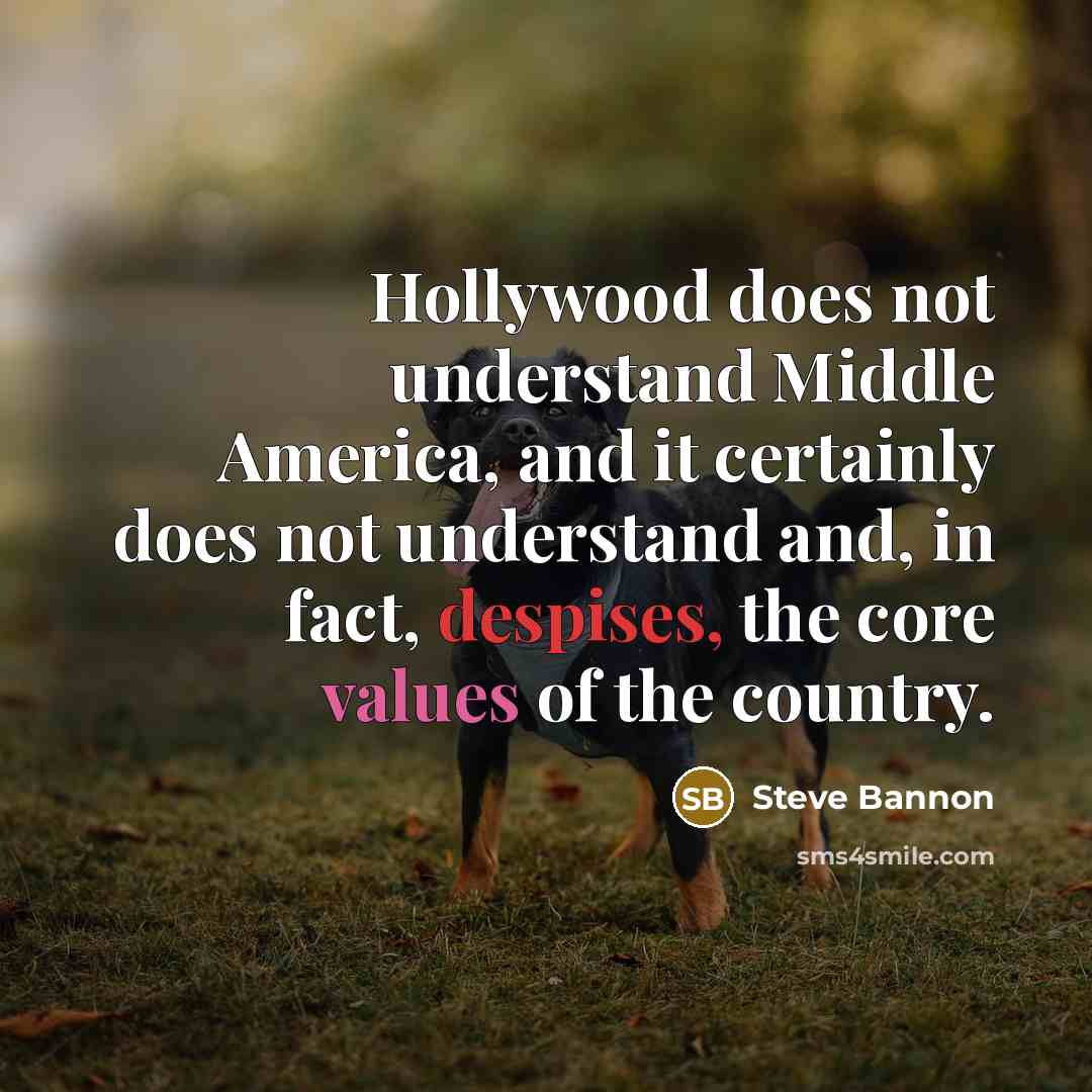 “Hollywood does not understand Middle America, and it certainly does not understand and, in fact, despises, the core values of the country.” quote by Steve Bannon