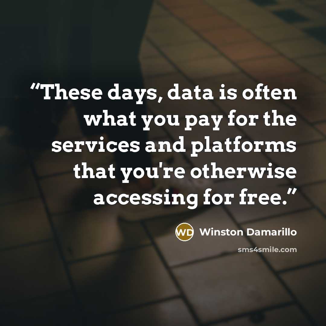 “These days, data is often what you pay for the services and platforms that you're otherwise accessing for free.” quote by Winston Damarillo