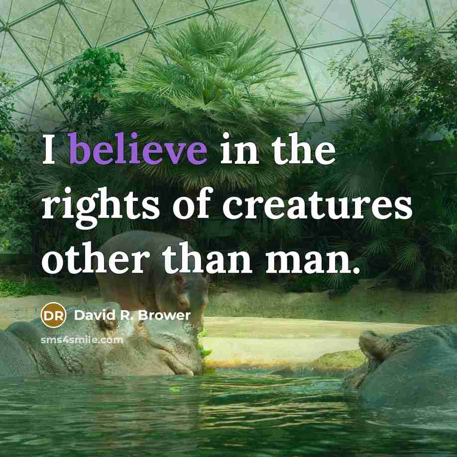 “I believe in the rights of creatures other than man.” quote by David R. Brower