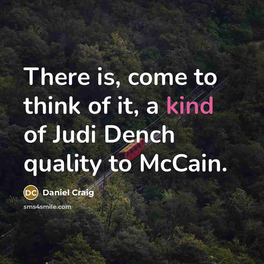 “There is, come to think of it, a kind of Judi Dench quality to McCain.” quote by Daniel Craig