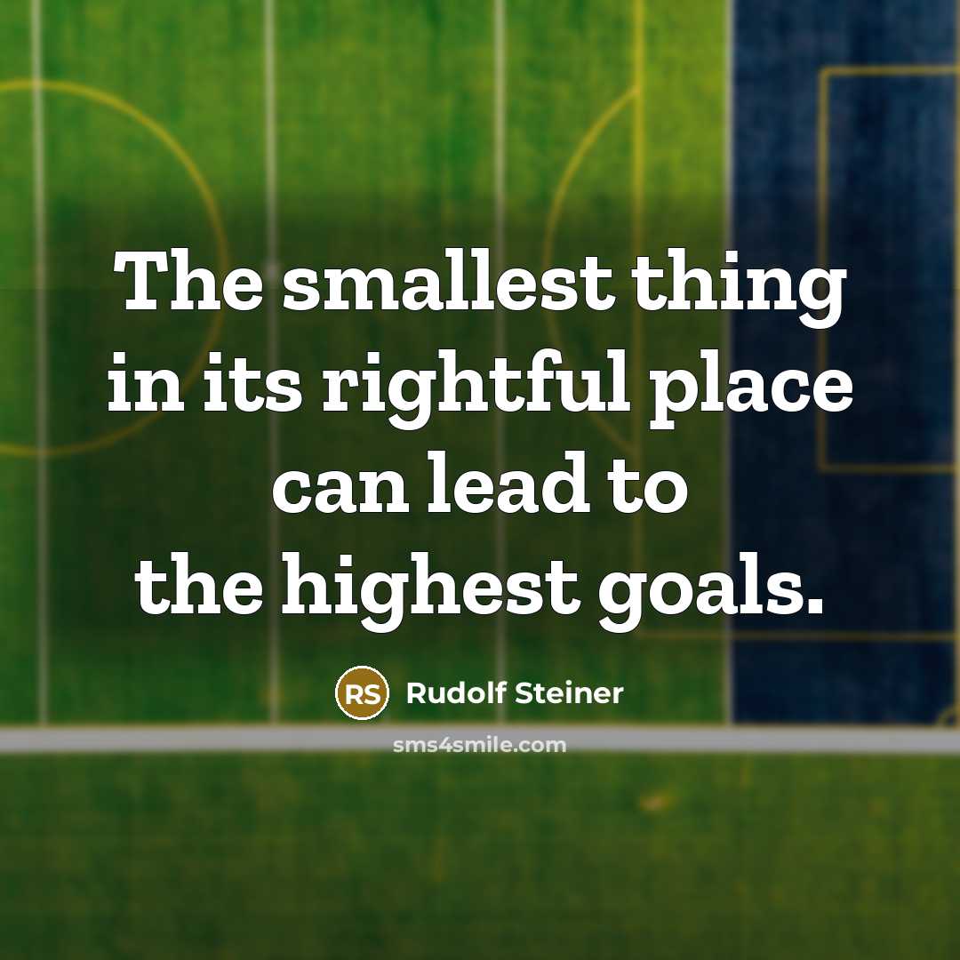 “The smallest thing in its rightful place can lead to the highest goals.” quote by Rudolf Steiner