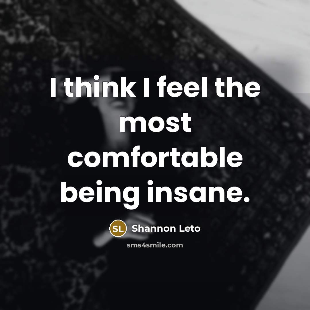 “I think I feel the most comfortable being insane.” quote by Shannon Leto