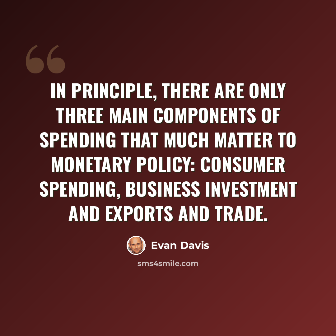 “In principle, there are only three main components of spending that much matter to monetary policy: consumer spending, business investment and exports and trade.” quote by Evan Davis