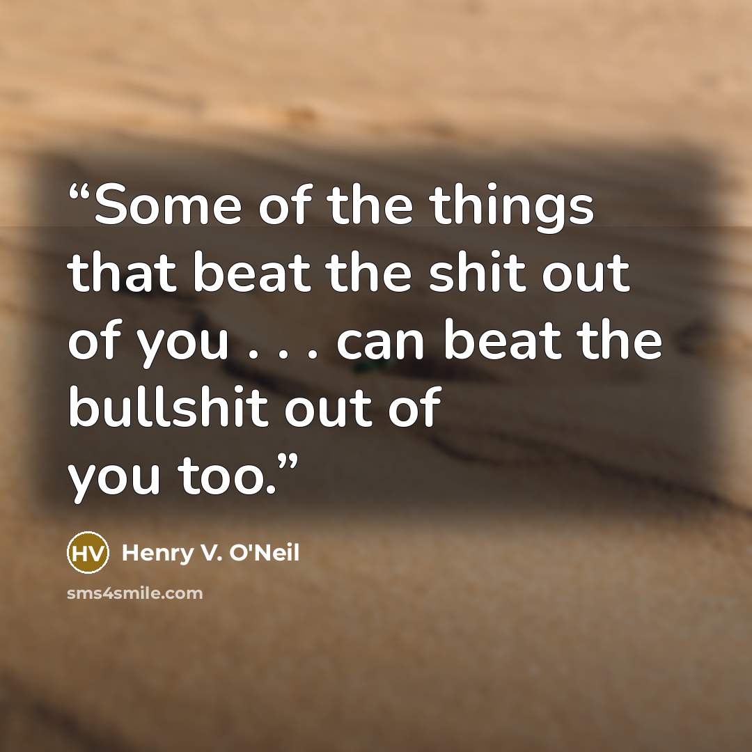 “Some of the things that beat the shit out of you . . . can beat the bullshit out of you too.” quote by Henry V. O'Neil