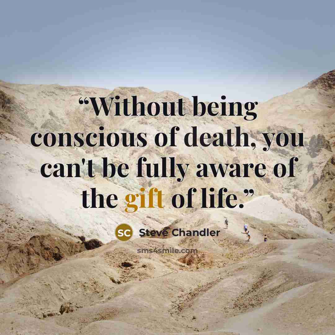 “Without being conscious of death, you can't be fully aware of the gift of life.” quote by Steve Chandler