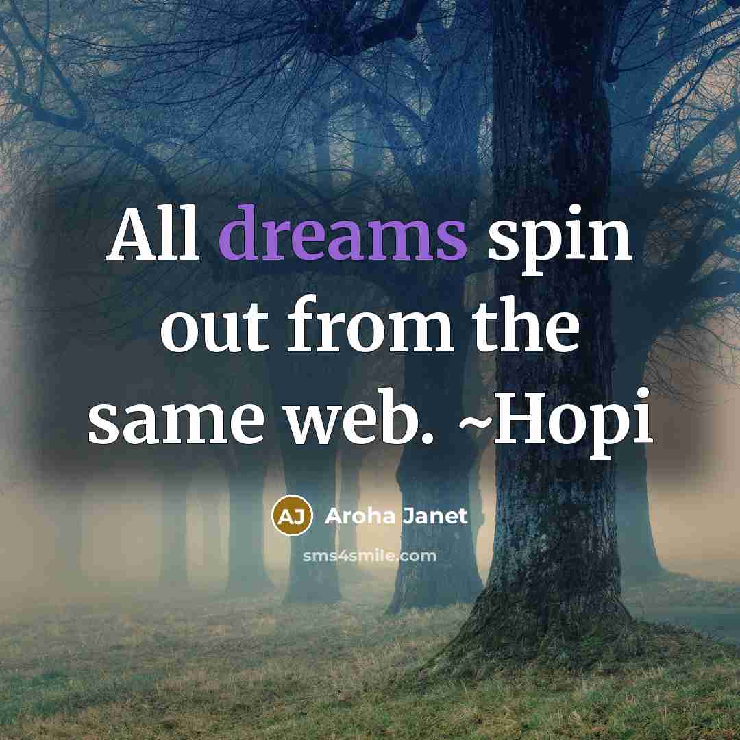 “All dreams spin out from the same web. ~Hopi” quote by Aroha Janet