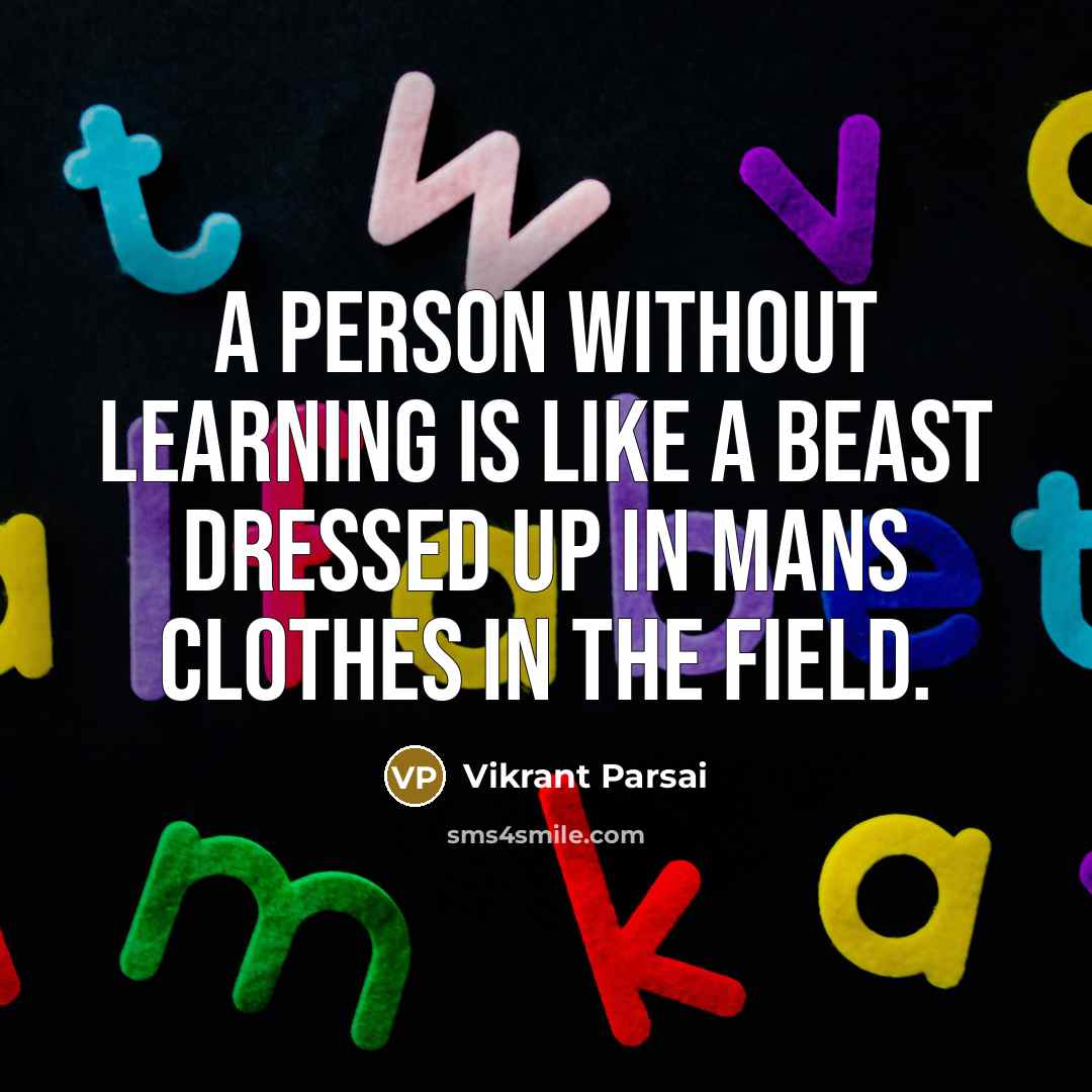 “A person without learning is like a beast dressed up in mans clothes in the field.” quote by Vikrant Parsai