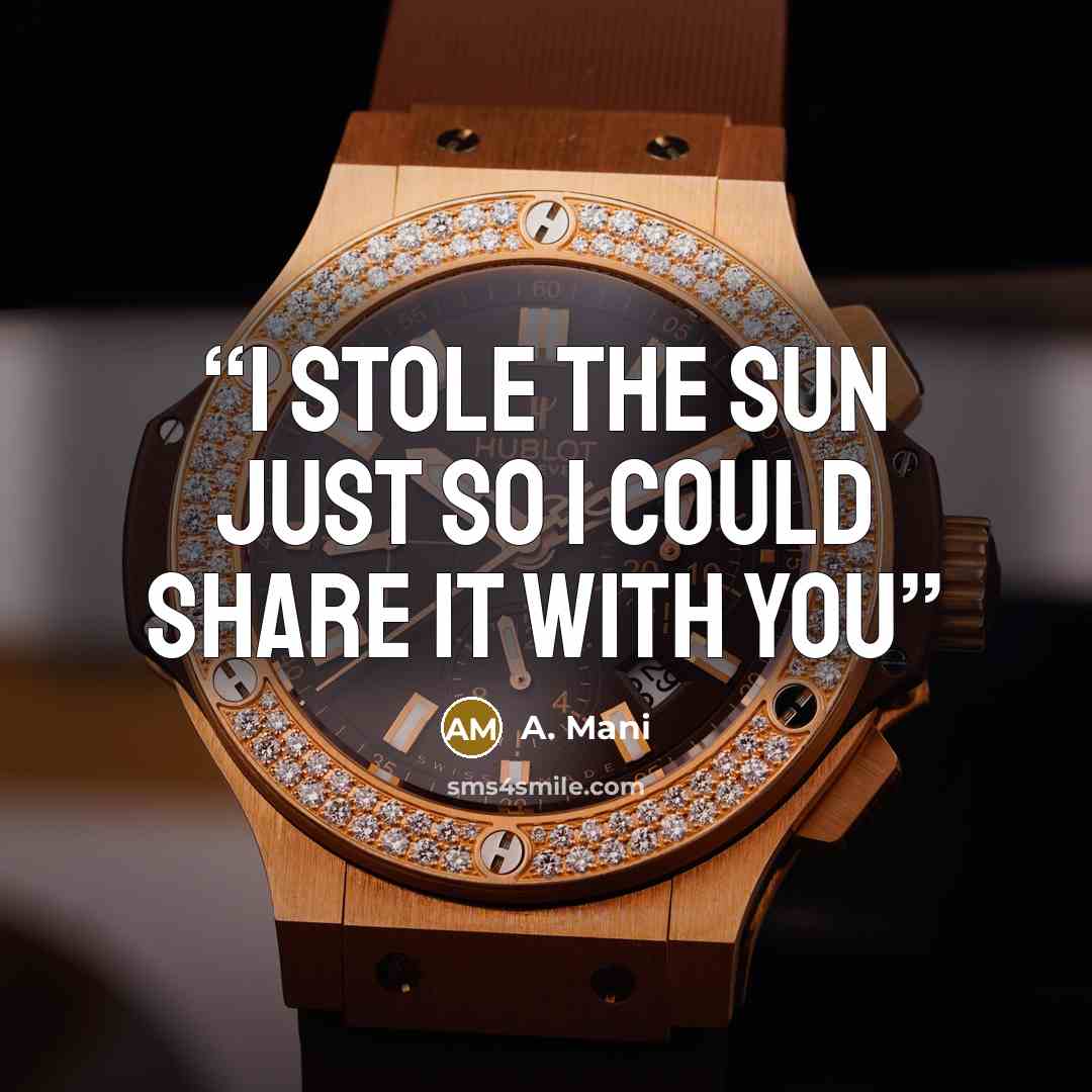 “I stole the sun just so I could share it with you” quote by A. Mani
