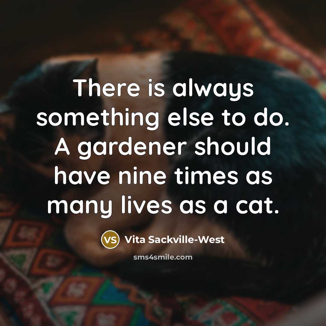 “There is always something else to do. A gardener should have nine times as many lives as a cat.” quote by Vita Sackville-West