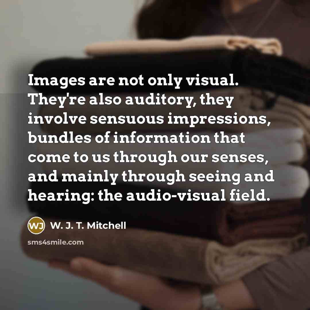 “Images are not only visual. They're also auditory, they involve sensuous impressions, bundles of information that come to us through our senses, and mainly through seeing and hearing: the audio-visual field.” quote by W. J. T. Mitchell