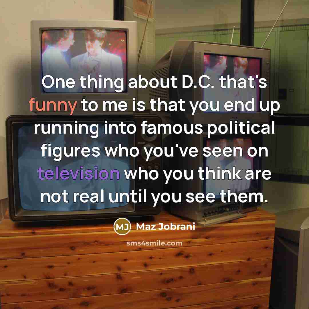 “One thing about D.C. that's funny to me is that you end up running into famous political figures who you've seen on television who you think are not real until you see them.” quote by Maz Jobrani