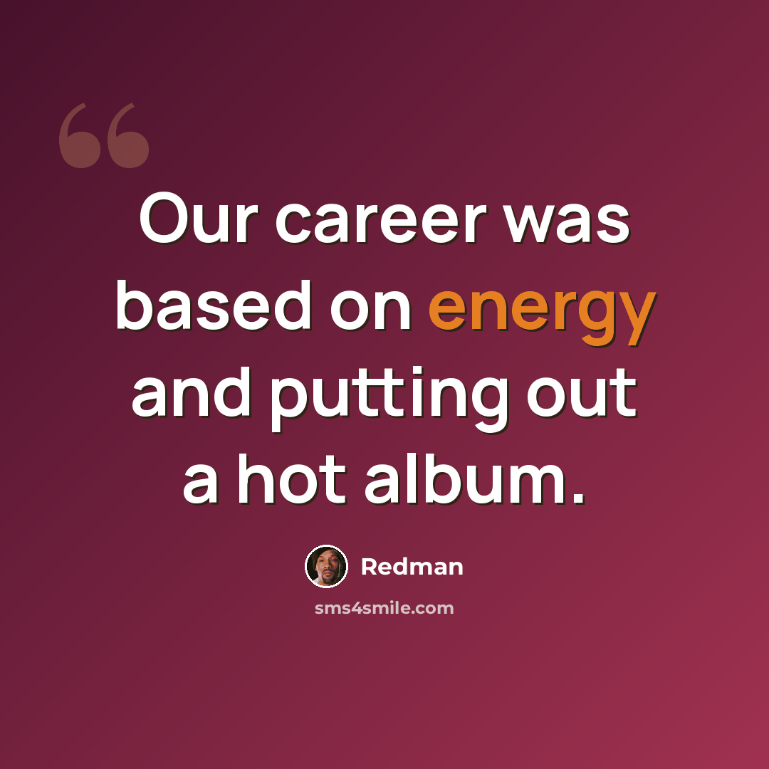 “Our career was based on energy and putting out a hot album.” quote by Redman