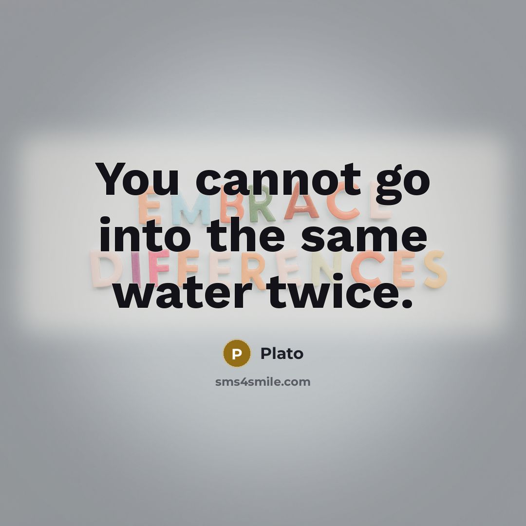 “You cannot go into the same water twice.” quote by Plato