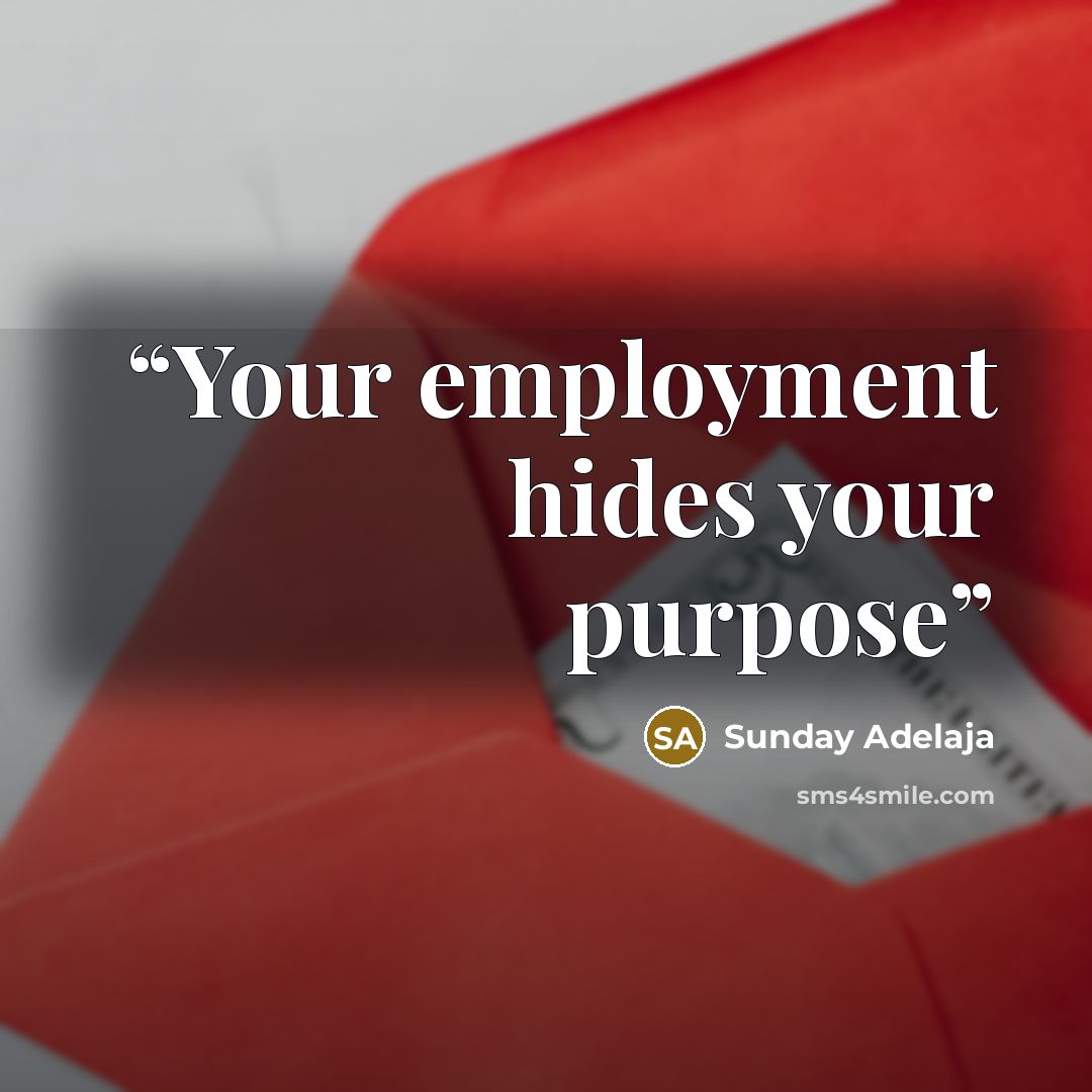 “Your employment hides your purpose” quote by Sunday Adelaja
