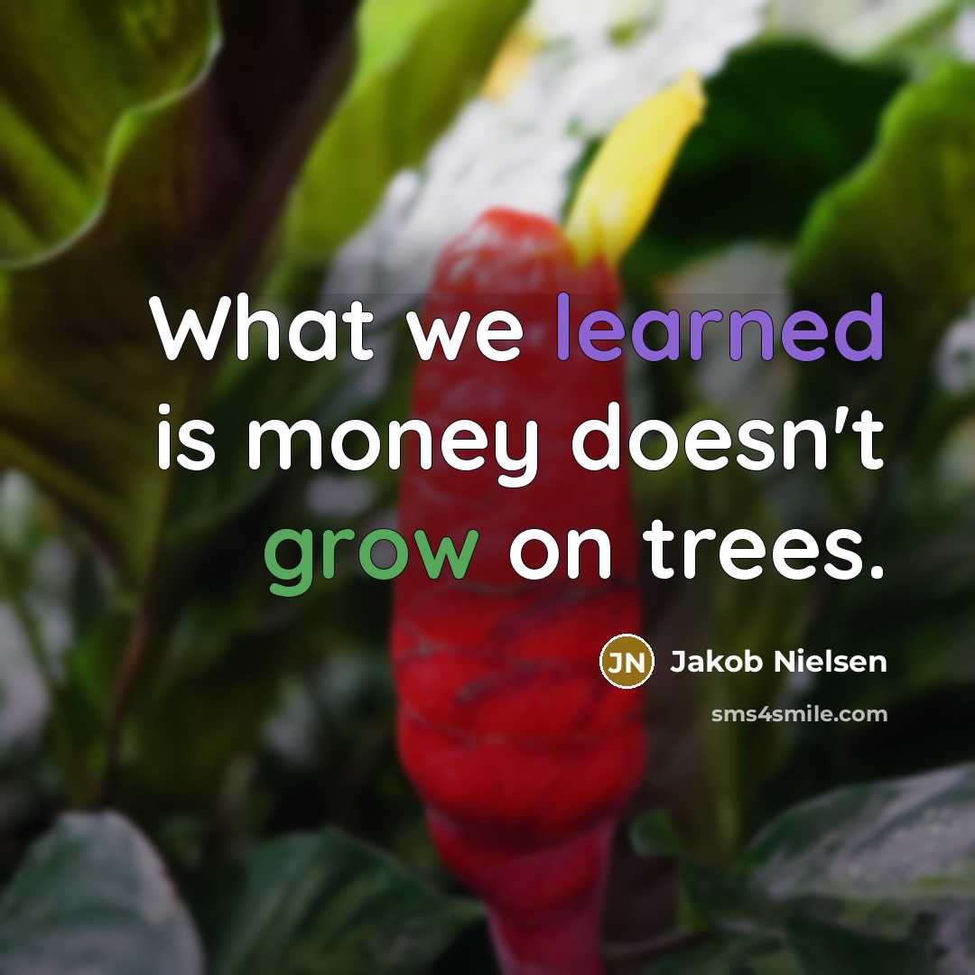 “What we learned is money doesn't grow on trees.” quote by Jakob Nielsen