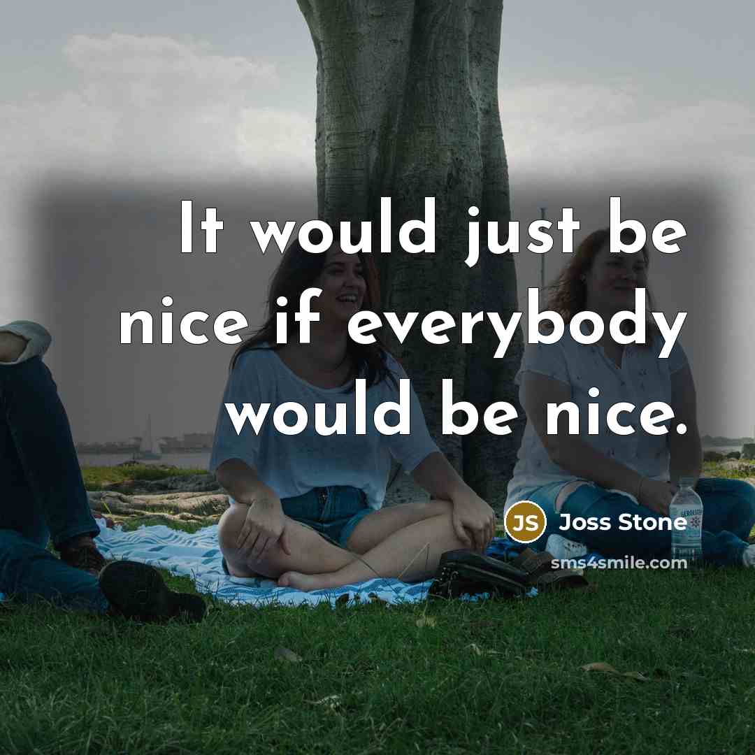 “It would just be nice if everybody would be nice.” quote by Joss Stone