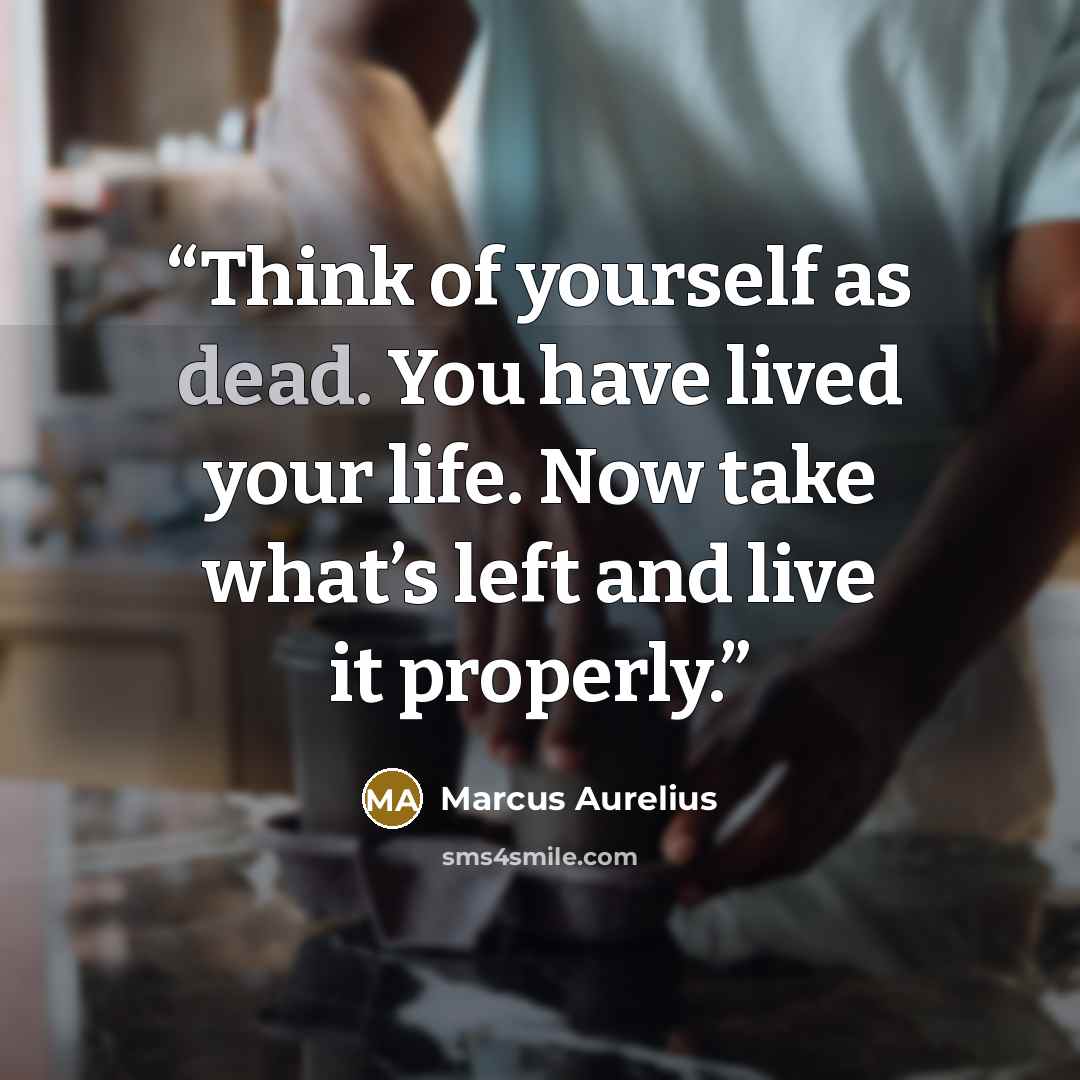“Think of yourself as dead. You have lived your life. Now take what’s left and live it properly.” quote by Marcus Aurelius