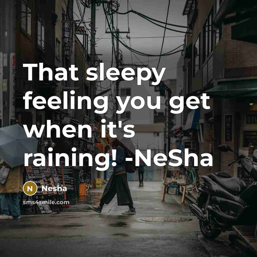 “That sleepy feeling you get when it's raining! -NeSha” quote by Nesha