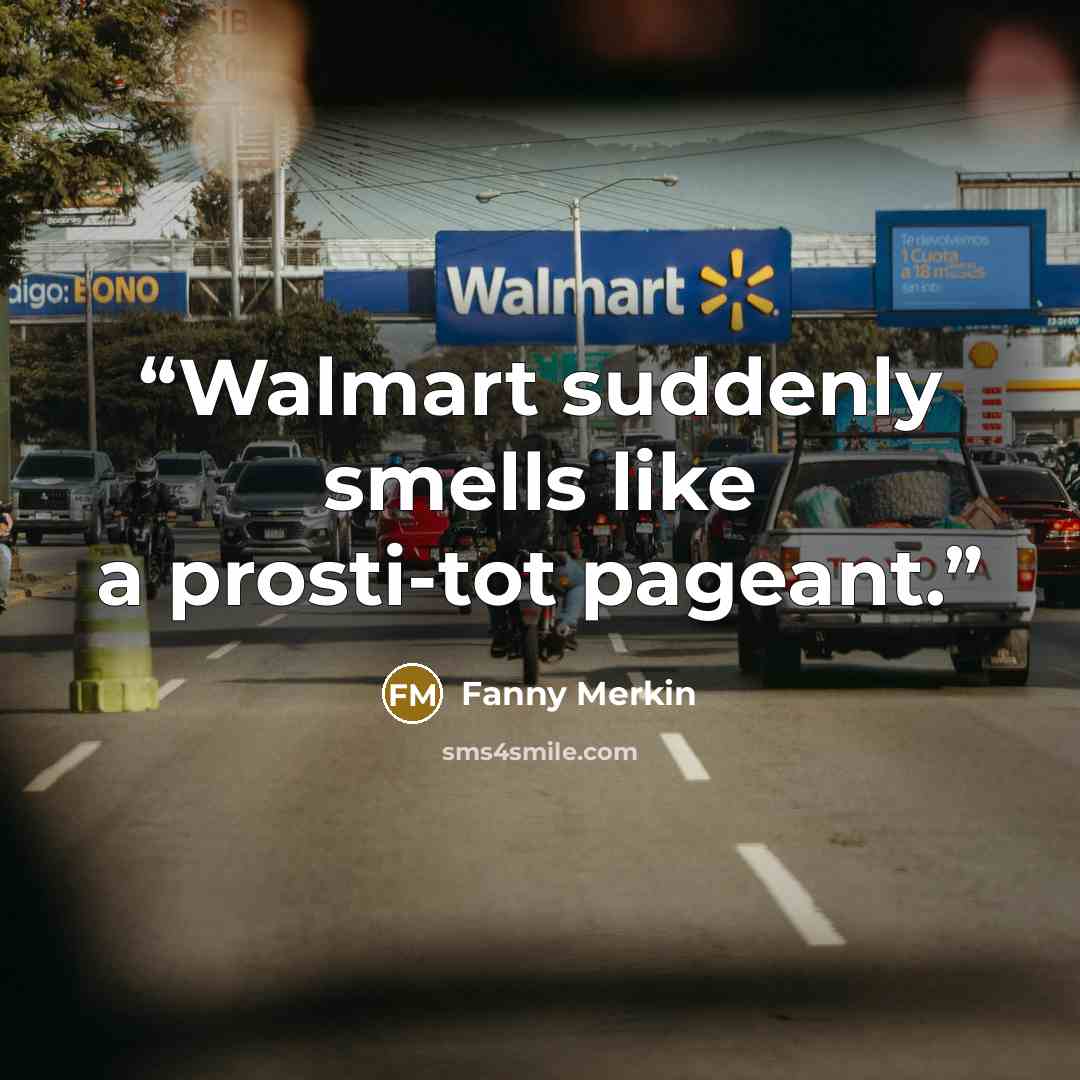 “Walmart suddenly smells like a prosti-tot pageant.” quote by Fanny Merkin