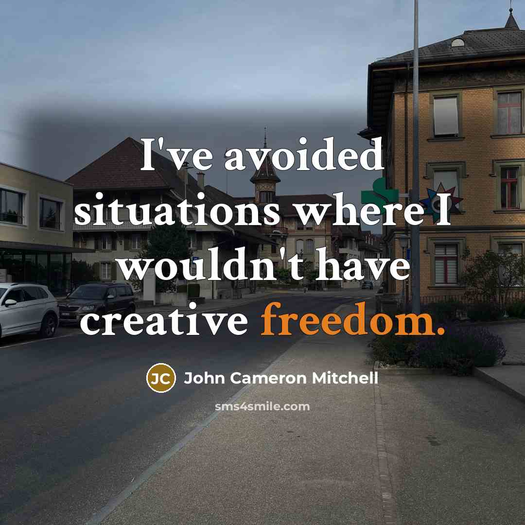“I've avoided situations where I wouldn't have creative freedom.” quote by John Cameron Mitchell