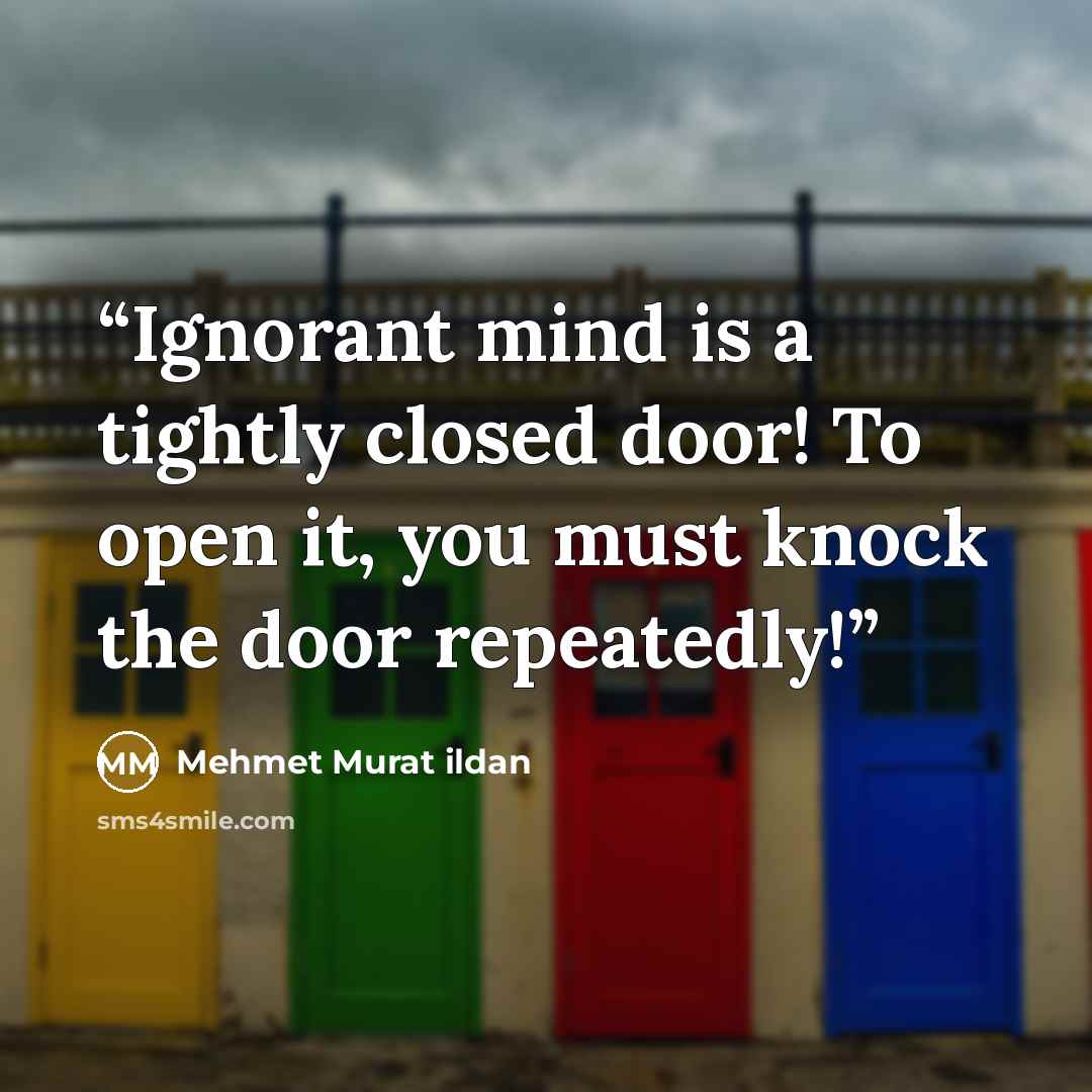 “Ignorant mind is a tightly closed door! To open it, you must knock the door repeatedly!” quote by Mehmet Murat ildan