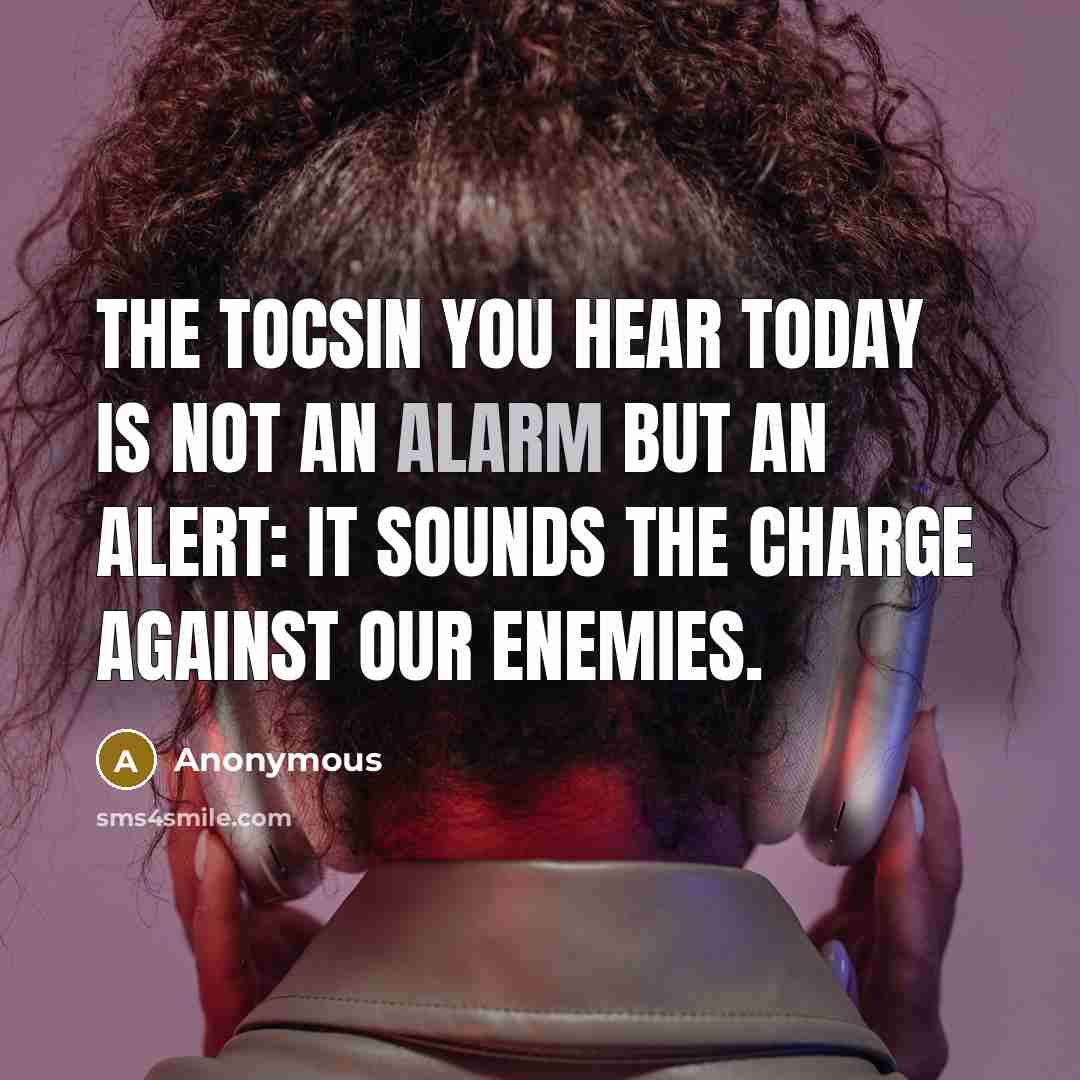 “The tocsin you hear today is not an alarm but an alert: it sounds the charge against our enemies.” quote by Anonymous