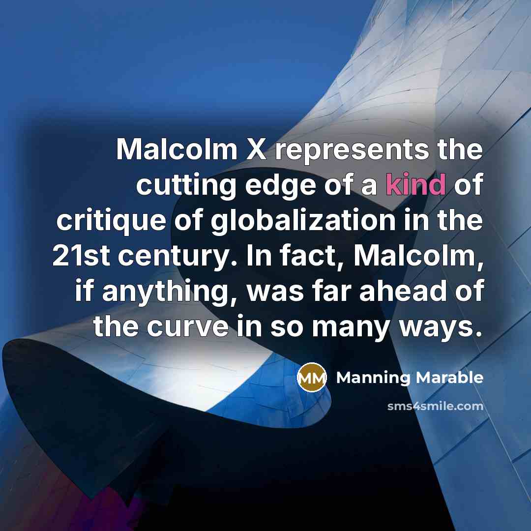 “Malcolm X represents the cutting edge of a kind of critique of globalization in the 21st century. In fact, Malcolm, if anything, was far ahead of the curve in so many ways.” quote by Manning Marable