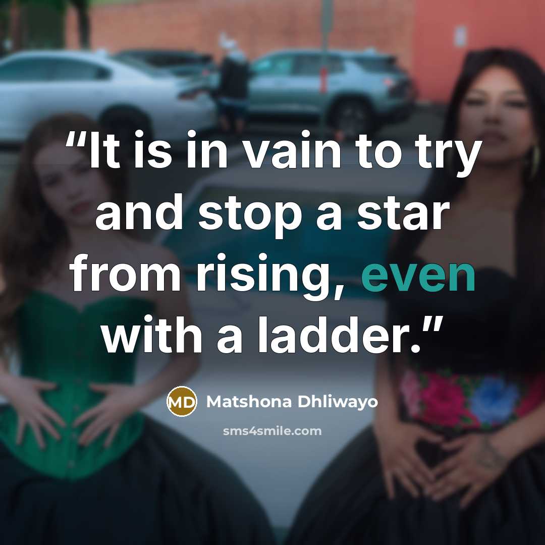 “It is in vain to try and stop a star from rising, even with a ladder.” quote by Matshona Dhliwayo