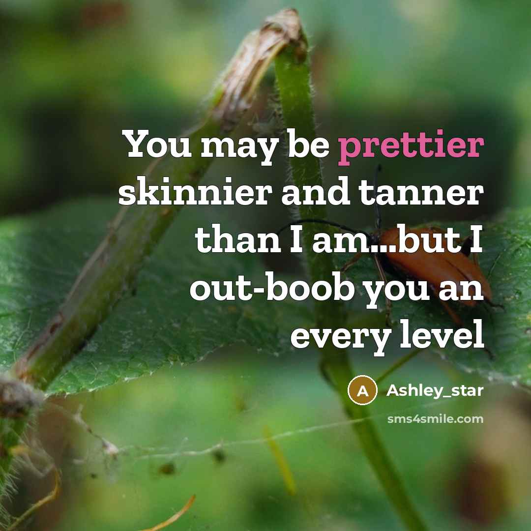 “You may be prettier skinnier and tanner than I am…but I out-boob you an every level” quote by Ashley_star