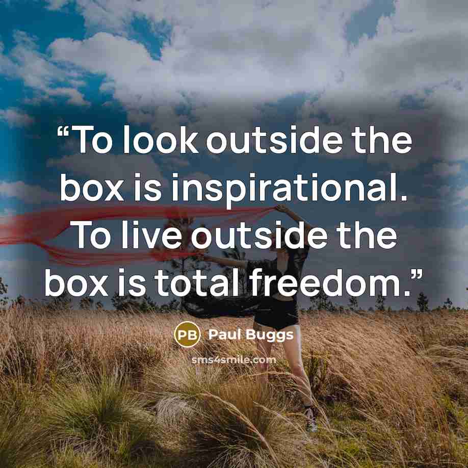 “To look outside the box is inspirational. To live outside the box is total freedom.” quote by Paul Buggs