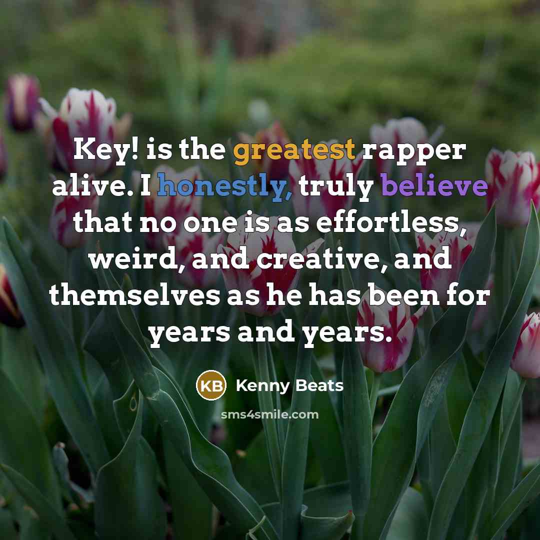 “Key! is the greatest rapper alive. I honestly, truly believe that no one is as effortless, weird, and creative, and themselves as he has been for years and years.” quote by Kenny Beats