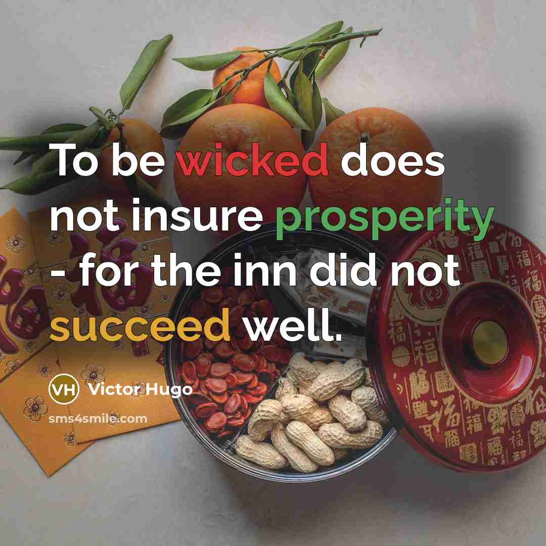 “To be wicked does not insure prosperity - for the inn did not succeed well.” quote by Victor Hugo