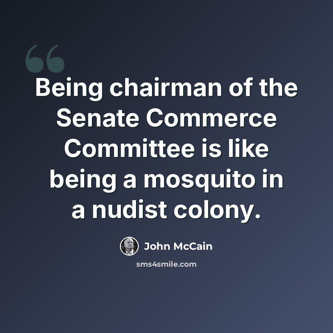 “Being chairman of the Senate Commerce Committee is like being a mosquito in a nudist colony.” quote by John McCain