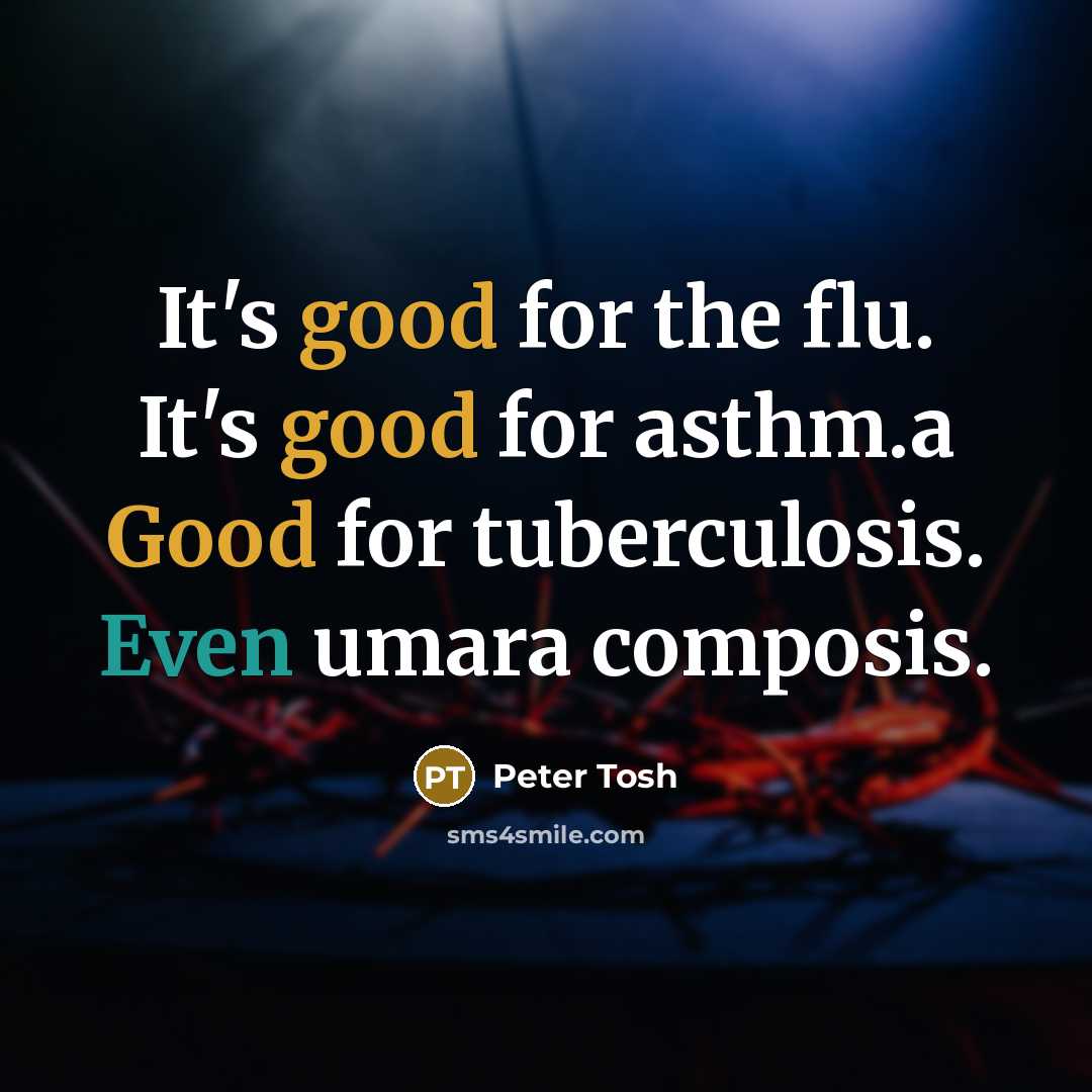 “It's good for the flu. It's good for asthm.a Good for tuberculosis. Even umara composis.” quote by Peter Tosh