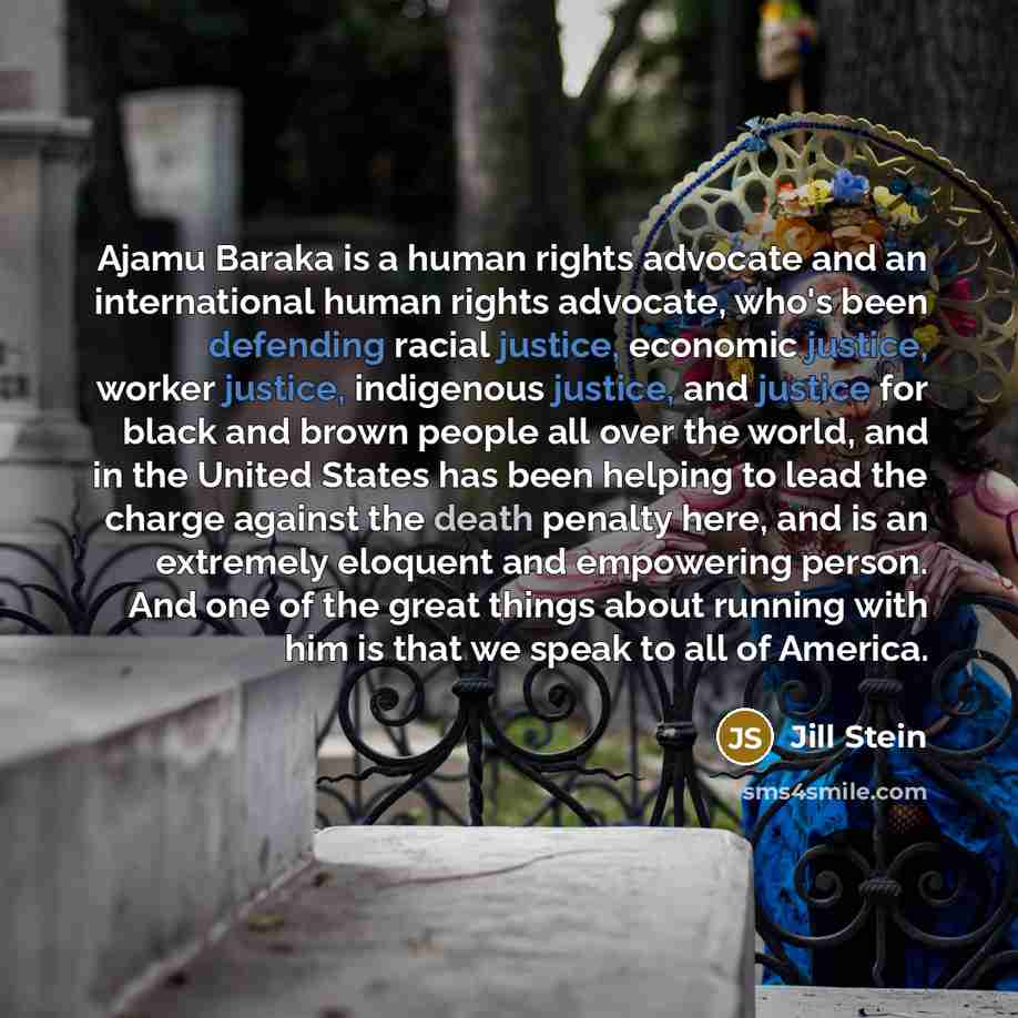 “Ajamu Baraka is a human rights advocate and an international human rights advocate, who's been defending racial justice, economic justice, worker justice, indigenous justice, and justice for black and brown people all over the world, and in the United States has been helping to lead the charge…” quote by Jill Stein