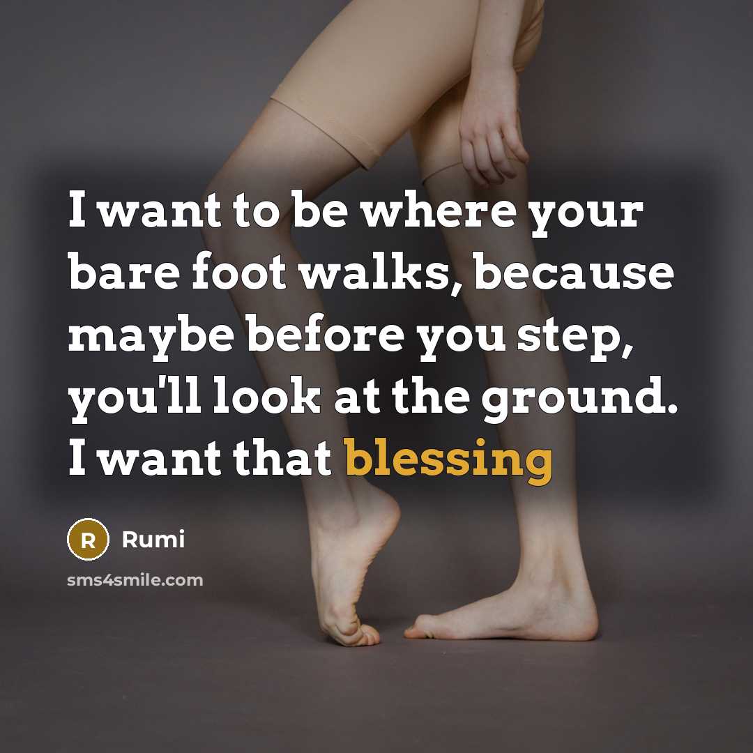 “I want to be where your bare foot walks, because maybe before you step, you'll look at the ground. I want that blessing” quote by Rumi