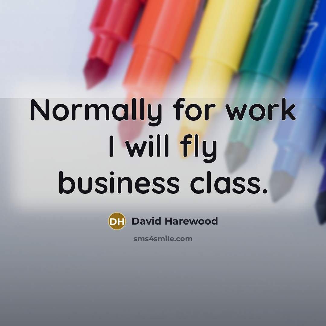 “Normally for work I will fly business class.” quote by David Harewood