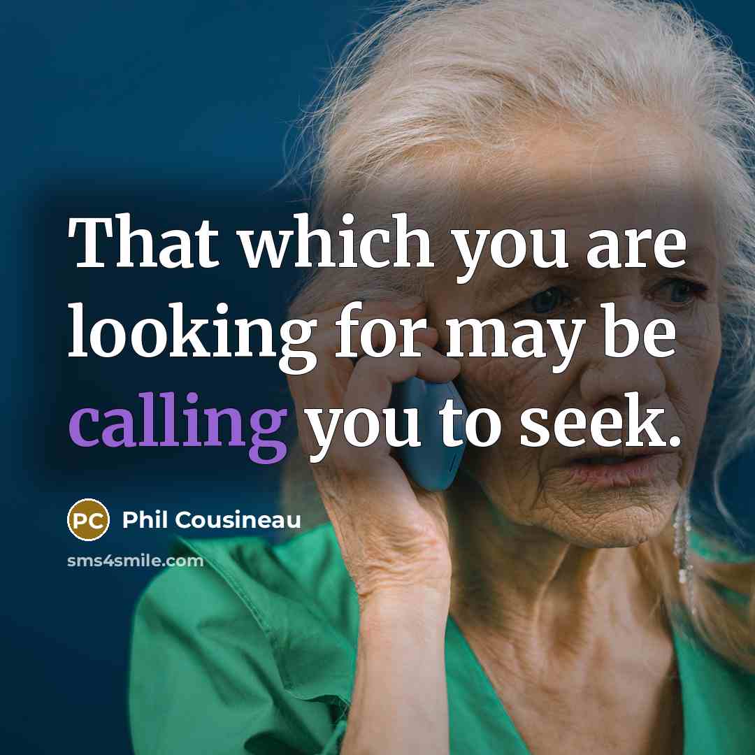 “That which you are looking for may be calling you to seek.” quote by Phil Cousineau