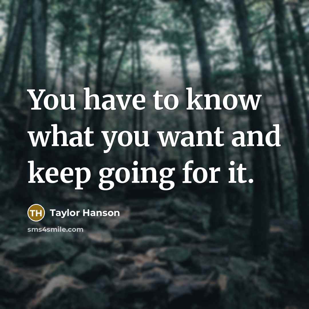 “You have to know what you want and keep going for it.” quote by Taylor Hanson
