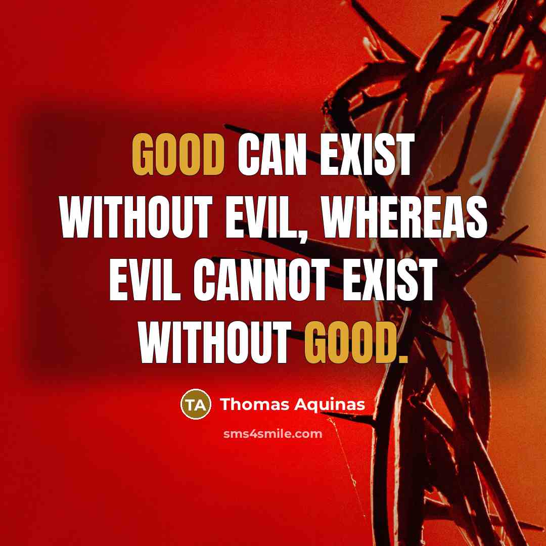 “Good can exist without evil, whereas evil cannot exist without good.” quote by Thomas Aquinas